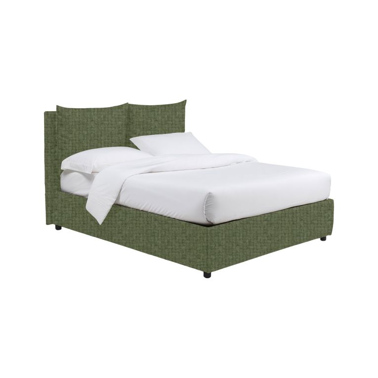 Letto Matrimoniale Verde Sfoderabile Contenitore, Dimensione Materasso 160x200 cm - Davoli