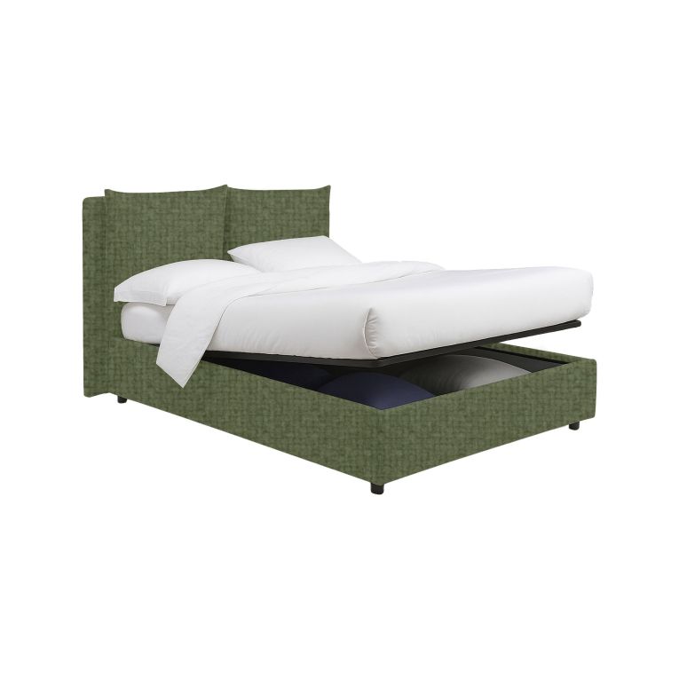 Letto Matrimoniale Verde Sfoderabile Contenitore, Dimensione Materasso 160x200 cm - Davoli