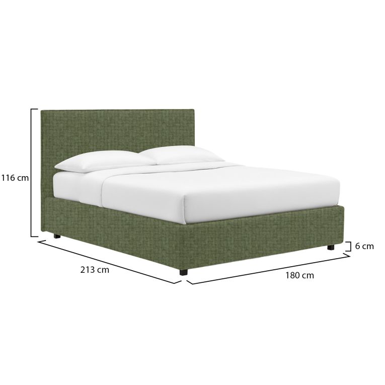 Letto Matrimoniale Verde Sfoderabile Contenitore, Dimensione Materasso 160x200 cm - Frinco