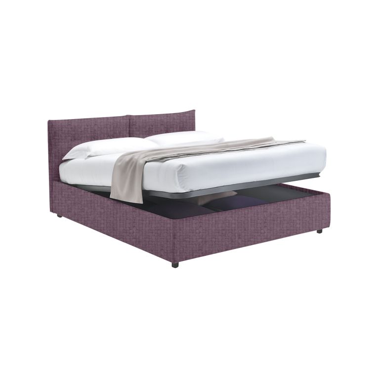 Letto Matrimoniale Viola Lilla Sfoderabile Contenitore, Dimensione Materasso 160x190 cm - Levice