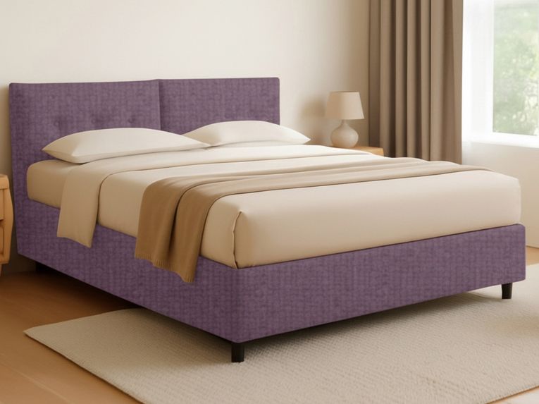 Letto Matrimoniale Viola Lilla Sfoderabile Contenitore, Dimensione Materasso 160x190 cm - Levice