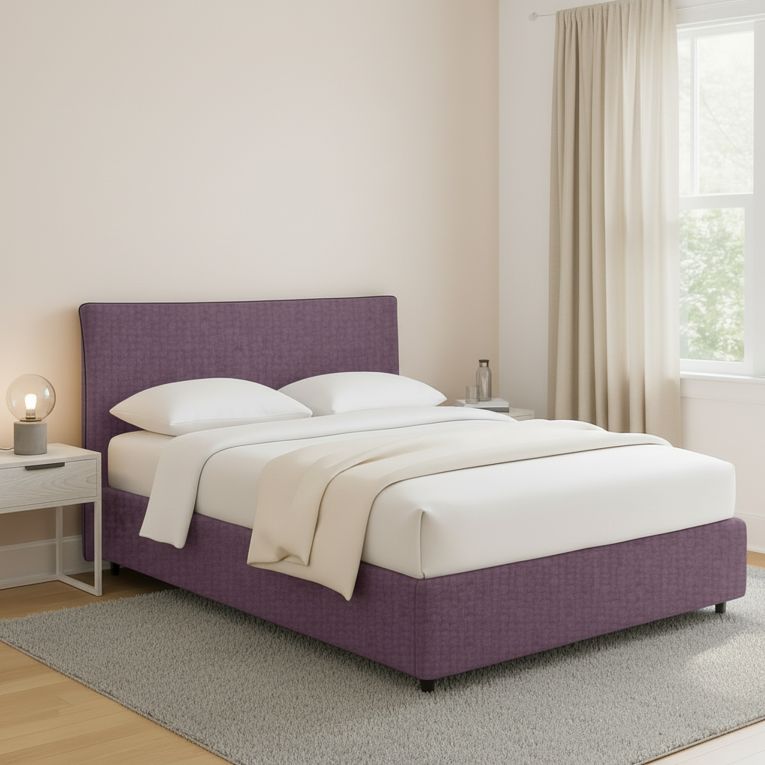 Letto Matrimoniale Viola Lilla Sfoderabile Contenitore, Dimensione Materasso 160x190 cm - Soliera