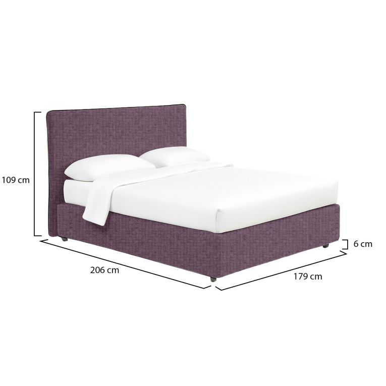 Letto Matrimoniale Viola Lilla Sfoderabile Contenitore, Dimensione Materasso 160x190 cm - Soliera