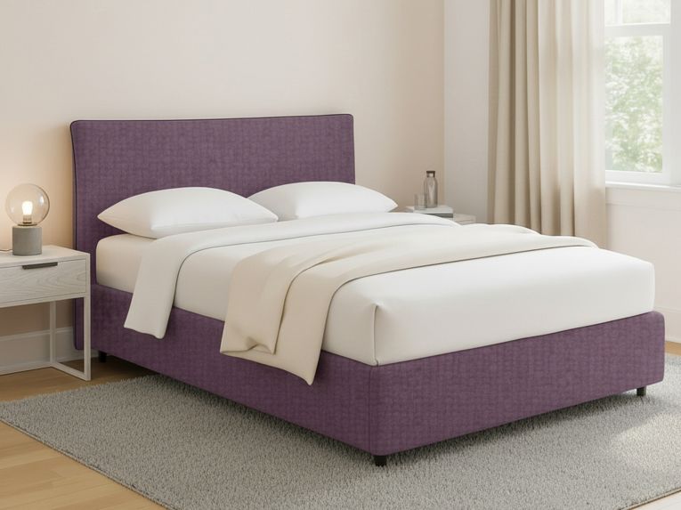 Letto Matrimoniale Viola Lilla Sfoderabile Contenitore, Dimensione Materasso 160x190 cm - Soliera