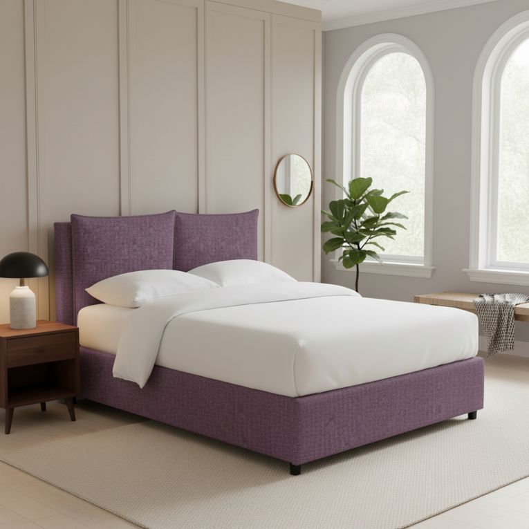 Letto Matrimoniale Viola Lilla Sfoderabile Contenitore, Dimensione Materasso 160x200 cm - Davoli
