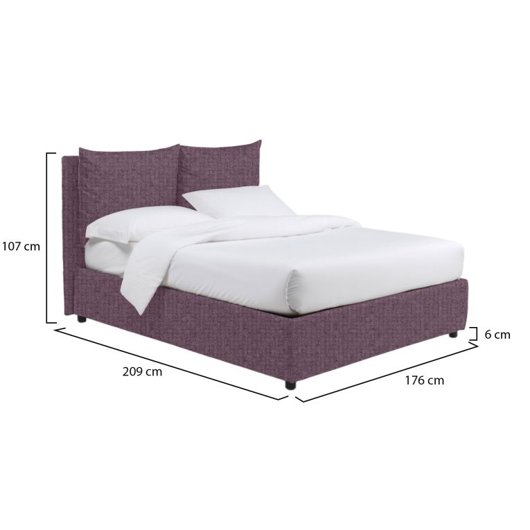 Letto Matrimoniale Viola Lilla Sfoderabile Contenitore, Dimensione Materasso 160x200 cm - Davoli
