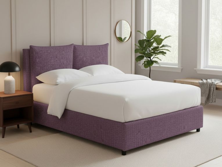 Letto Matrimoniale Viola Lilla Sfoderabile Contenitore, Dimensione Materasso 160x200 cm - Davoli
