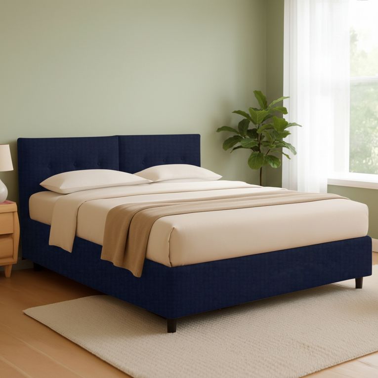 Letto Matrimoniale Viola Scuro Sfoderabile Contenitore, Dimensione Materasso 160x190 cm - Levice