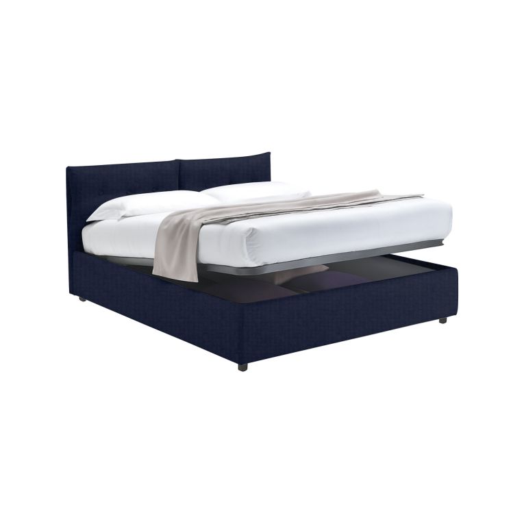 Letto Matrimoniale Viola Scuro Sfoderabile Contenitore, Dimensione Materasso 160x190 cm - Levice
