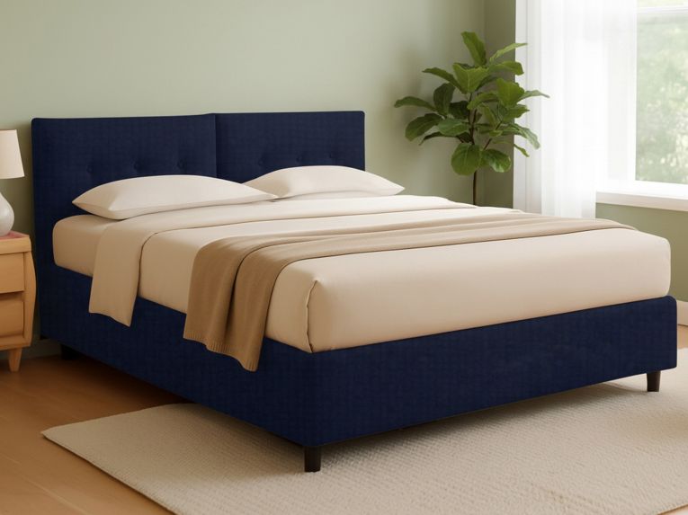 Letto Matrimoniale Viola Scuro Sfoderabile Contenitore, Dimensione Materasso 160x190 cm - Levice