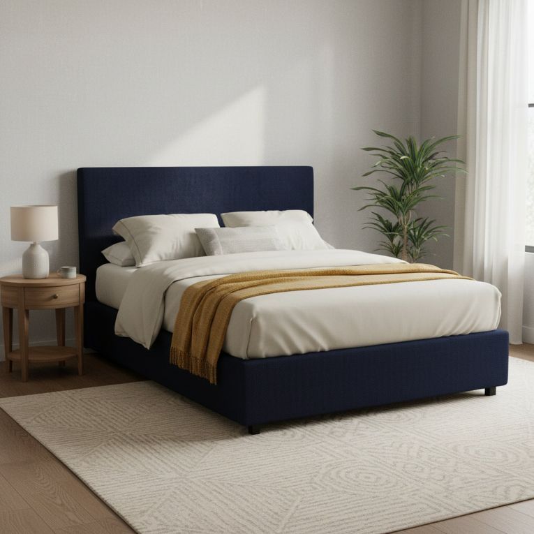 Letto Matrimoniale Viola Scuro Sfoderabile Contenitore, Dimensione Materasso 160x190 cm - Lioni