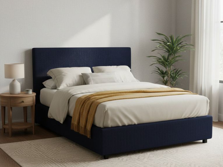 Letto Matrimoniale Viola Scuro Sfoderabile Contenitore, Dimensione Materasso 160x190 cm - Lioni