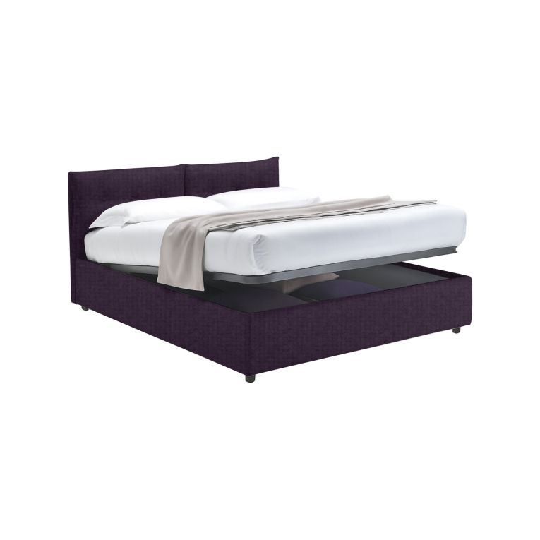 Letto Matrimoniale Viola Sfoderabile Contenitore, Dimensione Materasso 160x190 cm - Levice