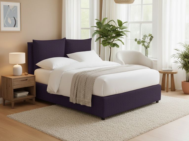 Letto Matrimoniale Viola Sfoderabile Contenitore, Dimensione Materasso 160x200 cm - Davoli
