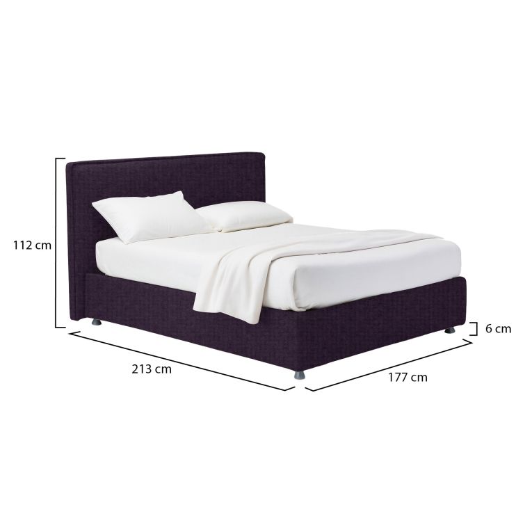 Letto Matrimoniale Viola Sfoderabile Contenitore, Dimensione Materasso 160x200 cm - Lenta