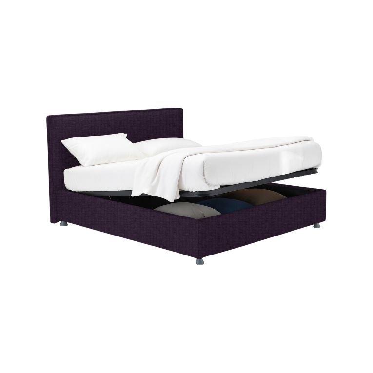 Letto Matrimoniale Viola Sfoderabile Contenitore, Dimensione Materasso 160x200 cm - Lenta
