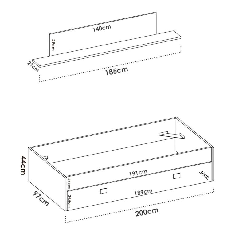 Letto per bambini 195x97cm bianco e rosa - Aikiko