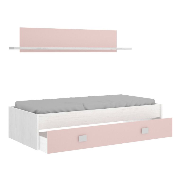 Letto per bambini 195x97cm bianco e rosa - Aikiko