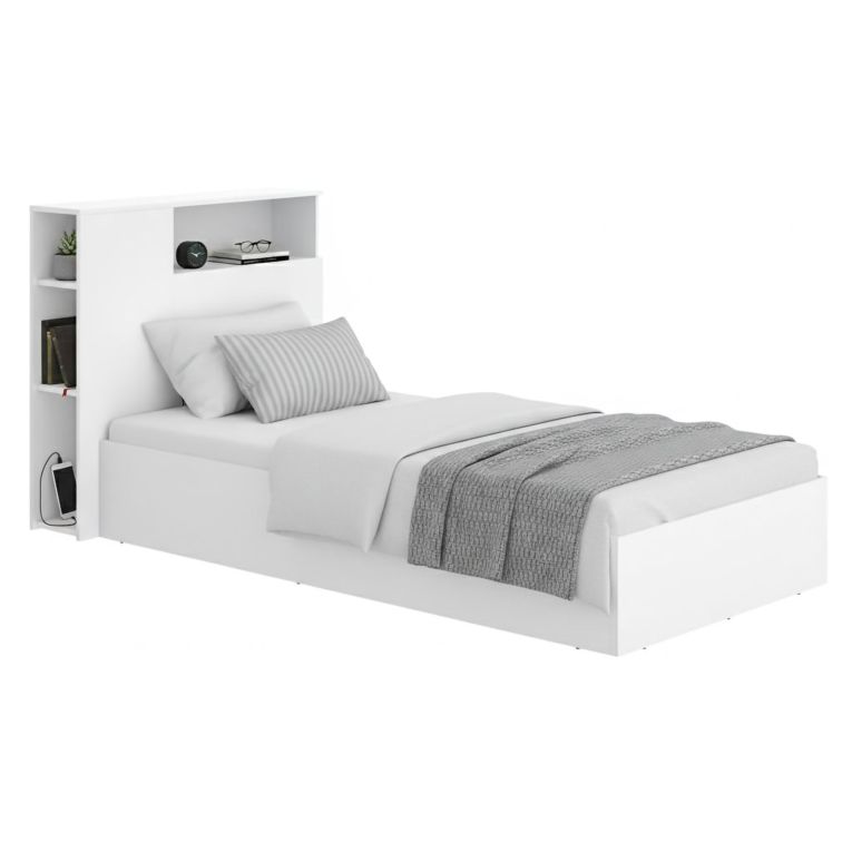 Letto per Bambini Bianco Contenitore, Dimensione Materasso 90x190 cm - Kenai