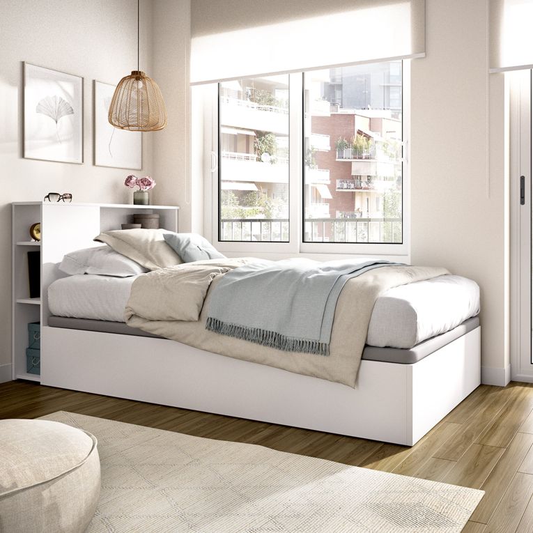 Letto per Bambini Bianco Contenitore, Dimensione Materasso 90x190 cm - Kenai