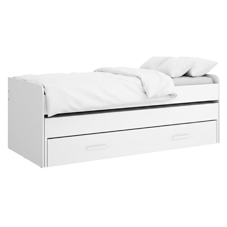 Letto per Bambini Bianco Contenitore Dimensione Materasso 90x190 cm, - Zion