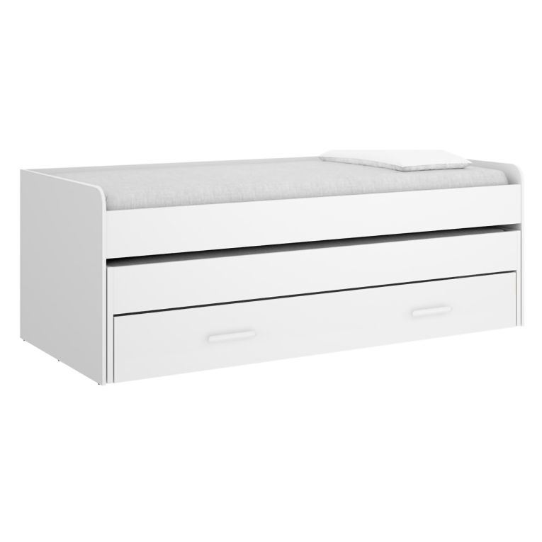 Letto per Bambini Bianco Contenitore Dimensione Materasso 90x190 cm, - Zion
