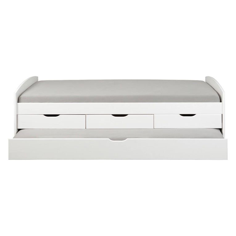 Letto per Bambini Bianco Contenitore Letto Superiore Adatto a Rete 90x200 cm Senza Piedini, Letto Inferiore Rete non Necessaria, - Glorenza