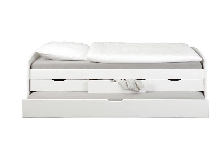 Letto per Bambini Bianco Contenitore Letto Superiore Adatto a Rete 90x200 cm Senza Piedini, Letto Inferiore Rete non Necessaria, - Glorenza