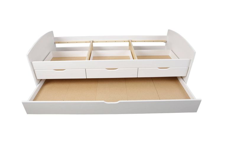 Letto per Bambini Bianco Contenitore Letto Superiore Adatto a Rete 90x200 cm Senza Piedini, Letto Inferiore Rete non Necessaria, - Glorenza