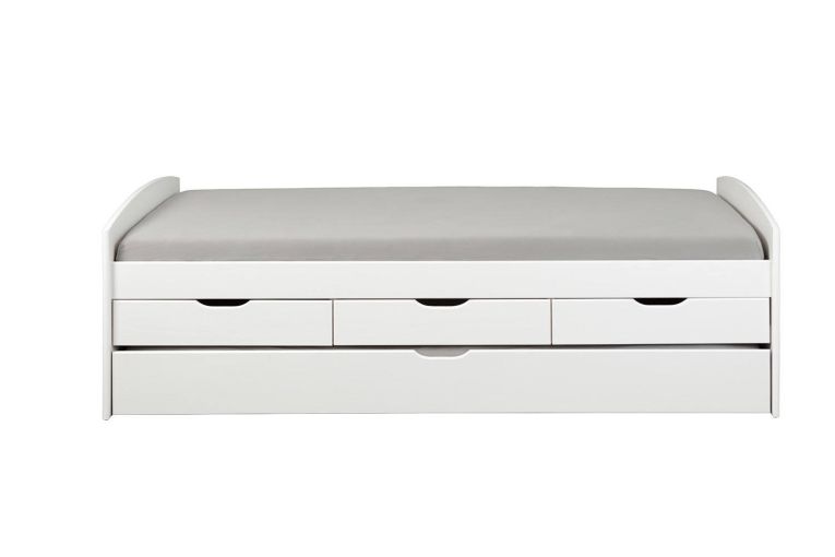 Letto per Bambini Bianco Contenitore Letto Superiore Adatto a Rete 90x200 cm Senza Piedini, Letto Inferiore Rete non Necessaria, - Glorenza