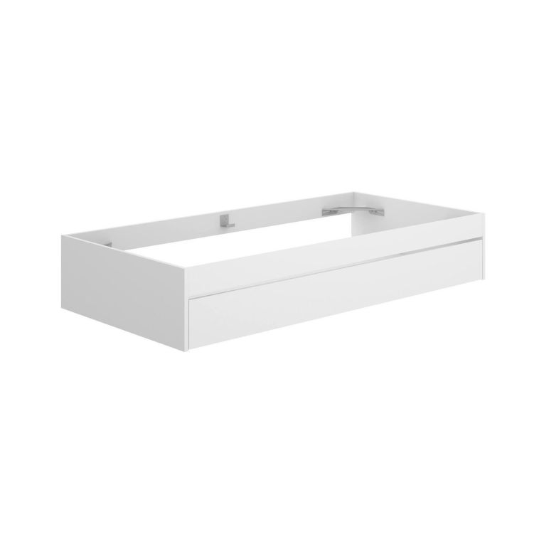 Letto per bambini Castellaz, Lettino per cameretta, Set camera da letto, Struttura porta materasso, 96x195 h40 cm, Bianco