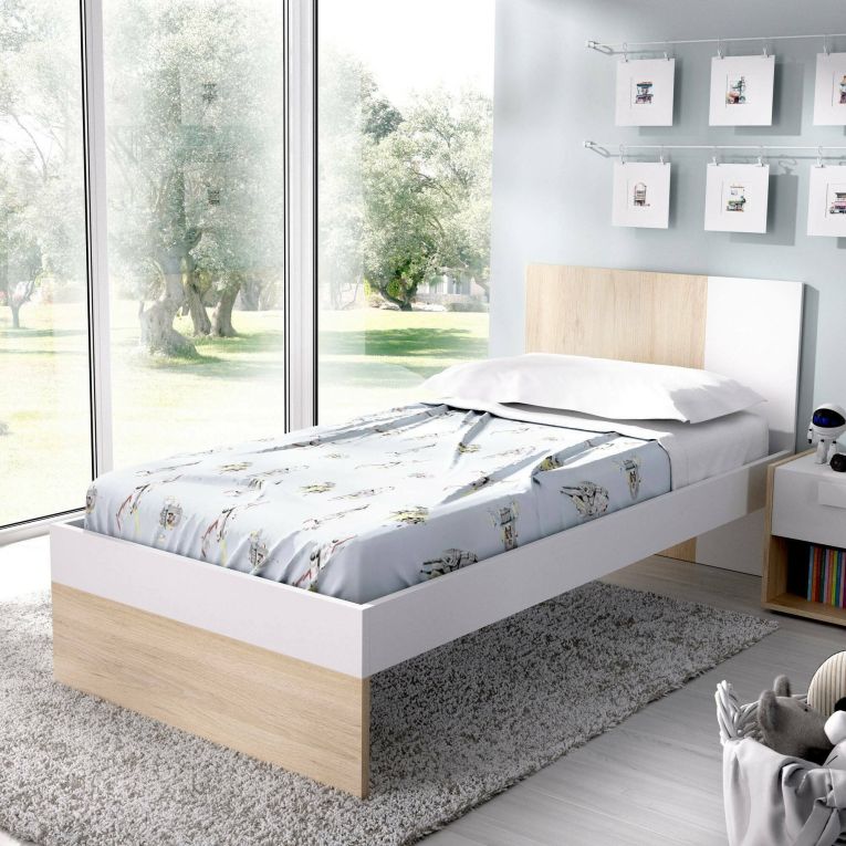 Letto per bambini classico 196x97cm bianco e rovere - Allegro