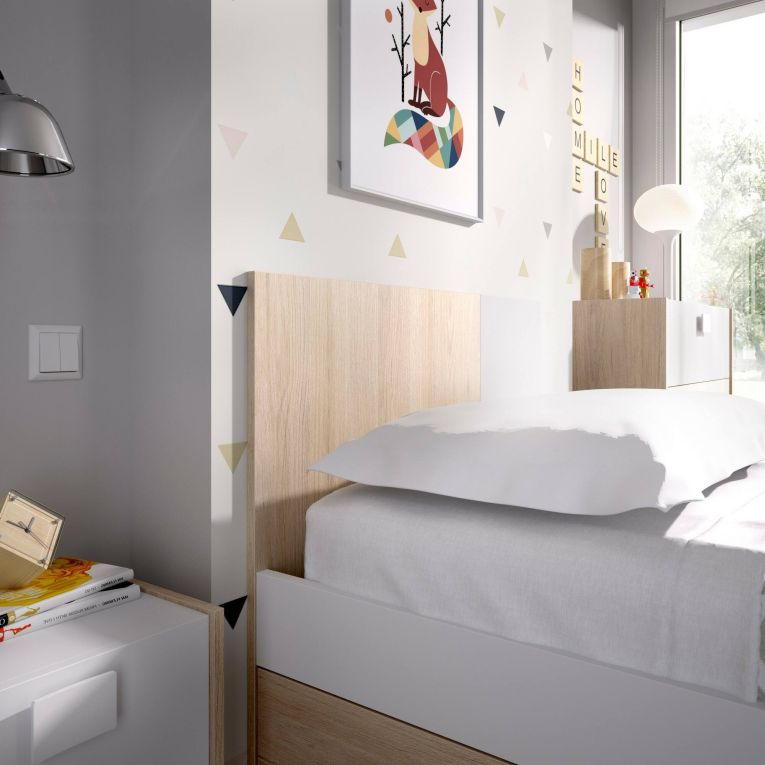 Letto per bambini classico 196x97cm bianco e rovere - Allegro