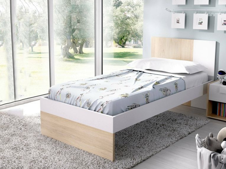 Letto per bambini classico 196x97cm bianco e rovere - Allegro