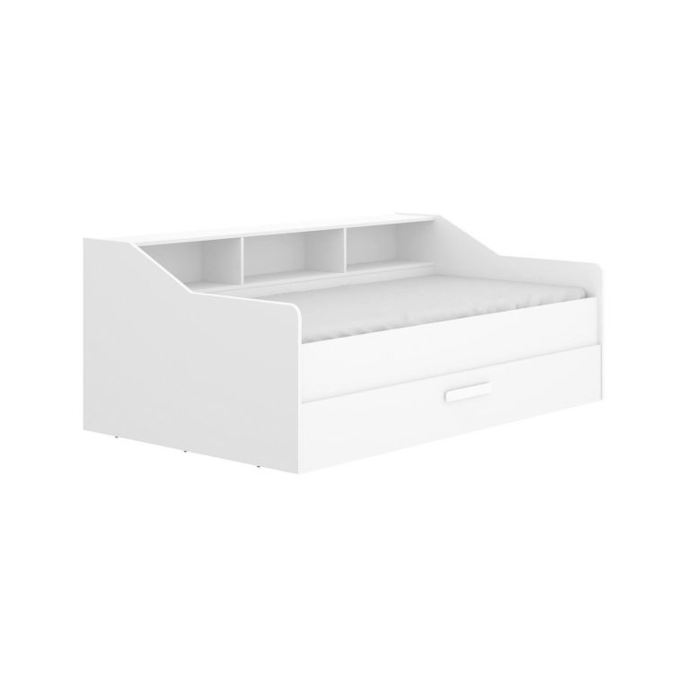 Letto per bambini con ripiani e 1 cassetto 194x120cm bianco - Annya