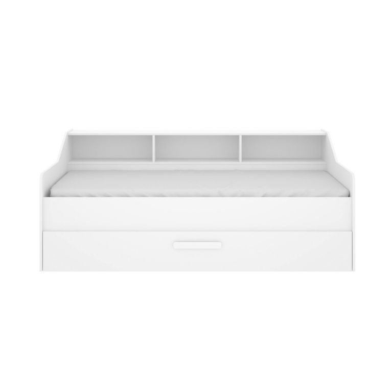 Letto per bambini con ripiani e 1 cassetto 194x120cm bianco - Annya
