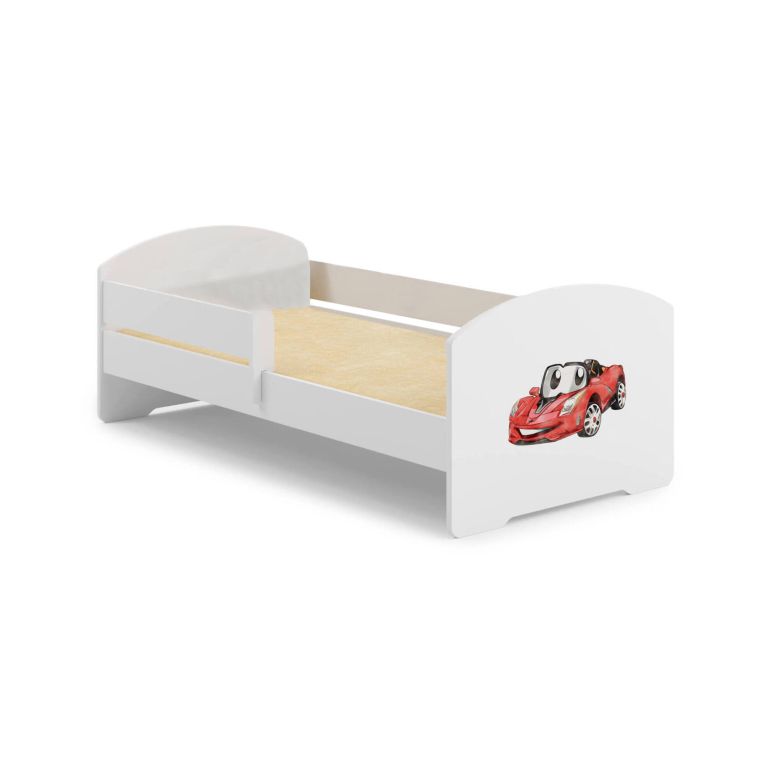 Letto per bambini Debby, 77x144 h56 cm, Bianco con macchina