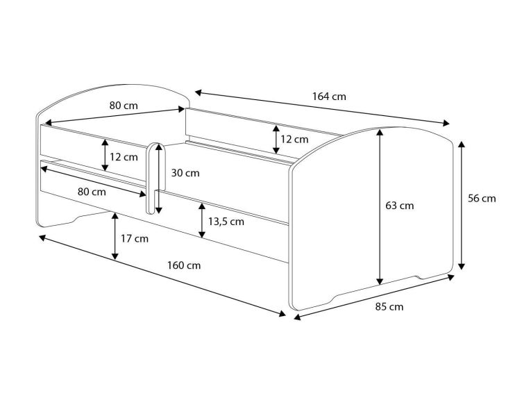 Letto per bambini Marcel, 85x164 h63 cm, Bianco