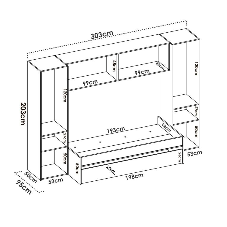 Letto per bambini Venturosa, Cameretta completa con armadio a ponte e cassettone, Composizione con letto e lettino singolo estraibile, 303x97h203 cm, Rovere e Bianco