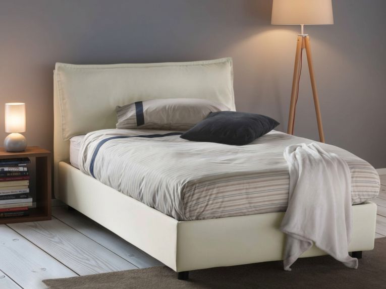 Letto piazza e mezza Abbygale, con materasso Cm 120x200 incluso, Beige