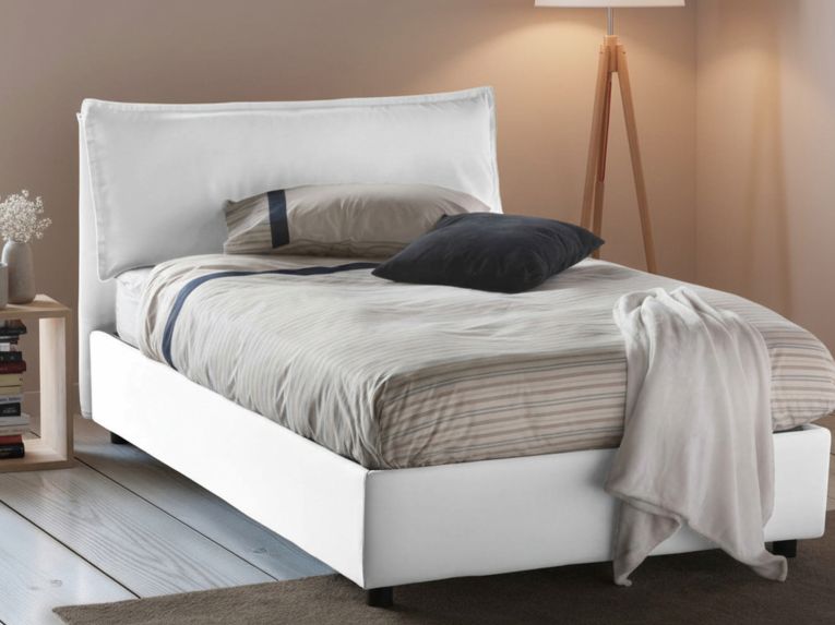 Letto piazza e mezza Abbygale, con materasso Cm 120x200 incluso, Bianco