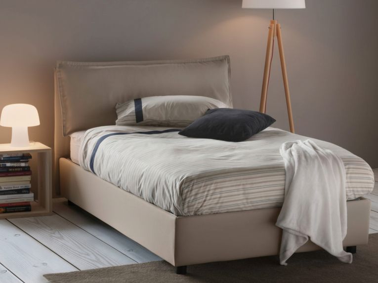 Letto piazza e mezza Abbygale, con materasso Cm 120x200 incluso, Tortora