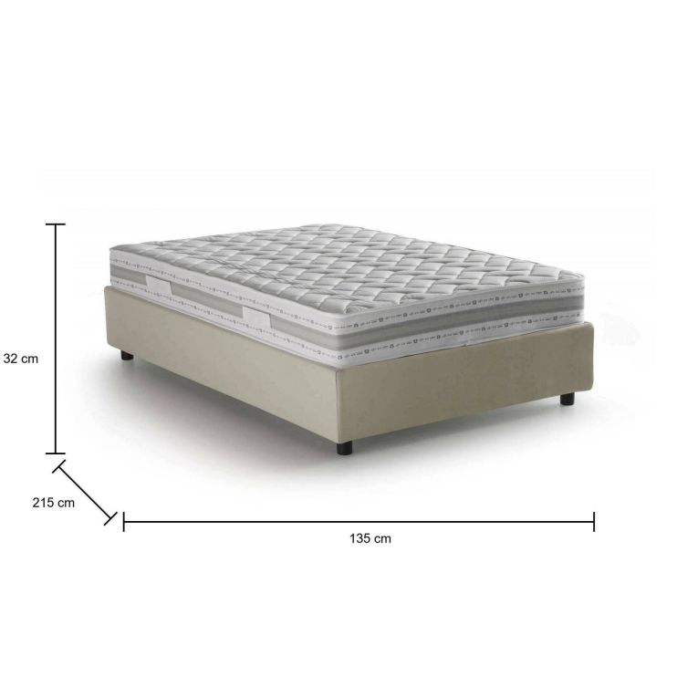 Letto piazza e mezza Abici, con materasso Cm 120x200 incluso, Beige