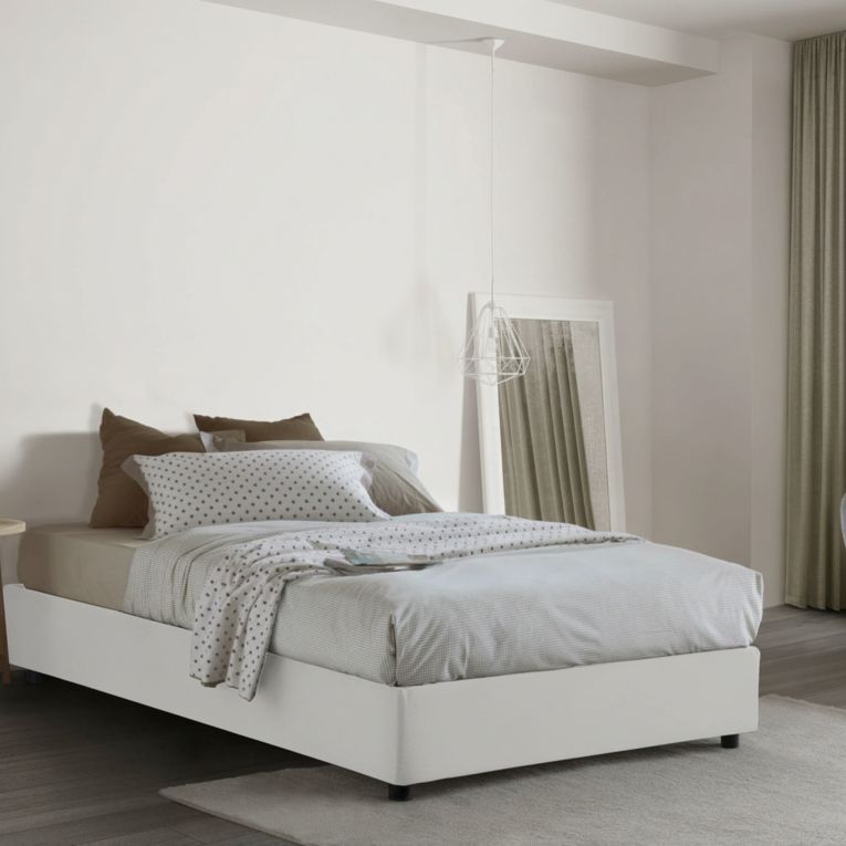 Letto piazza e mezza Abici, con materasso Cm 120x200 incluso, Bianco