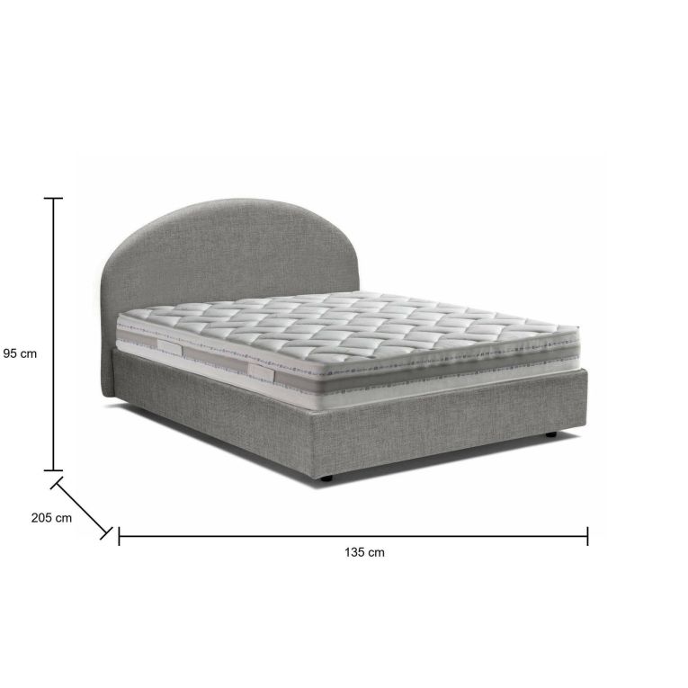 Letto piazza e mezza Acy, con materasso Cm 120x190 incluso, Grigio