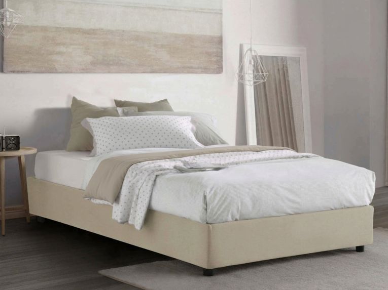 Letto piazza e mezza Aftis, con materasso Cm 120x190 incluso, Beige