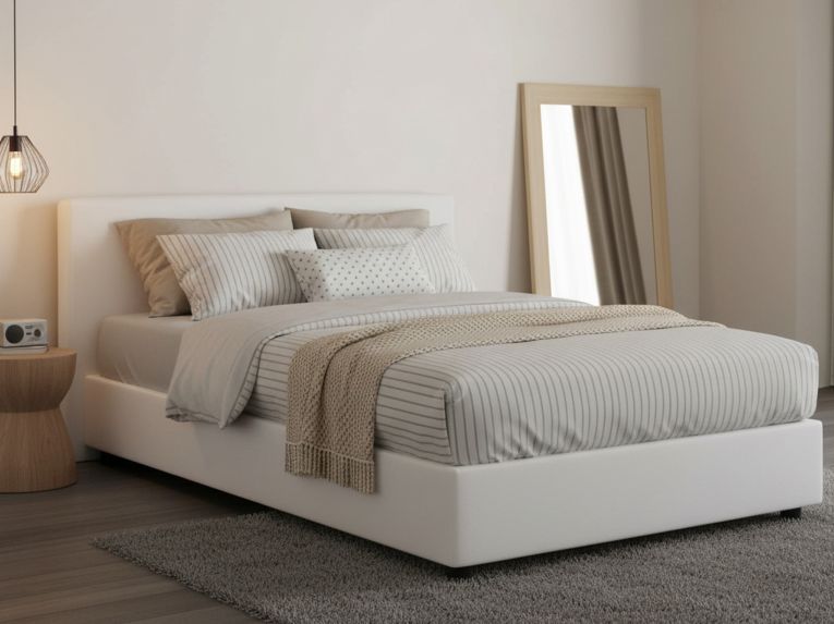Letto piazza e mezza Aftis, con materasso Cm 120x190 incluso, Bianco