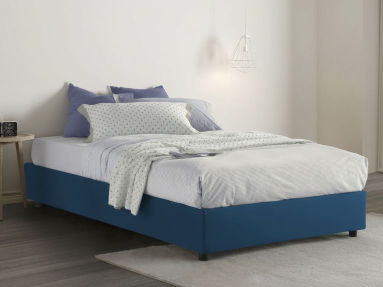 Letto piazza e mezza Aftis, con materasso Cm 120x190 incluso, Blu