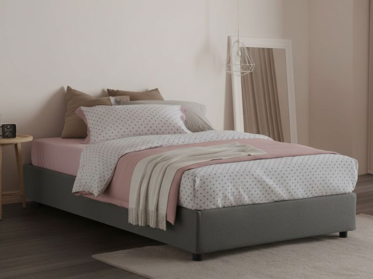 Letto piazza e mezza Aftis, con materasso Cm 120x190 incluso, Grigio
