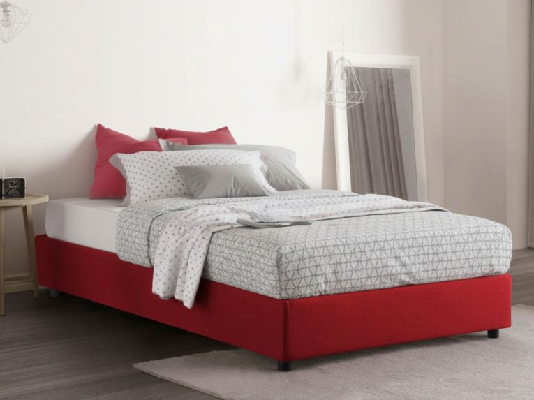 Letto piazza e mezza Aftis, con materasso Cm 120x190 incluso, Rosso